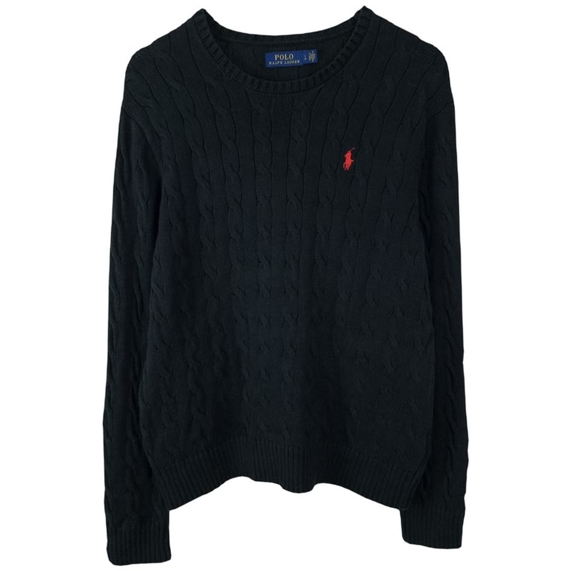 [폴로 랄프로렌] 포니 로고 자수 케이블 꽈배기 니트 블랙 M19874 상품이미지2