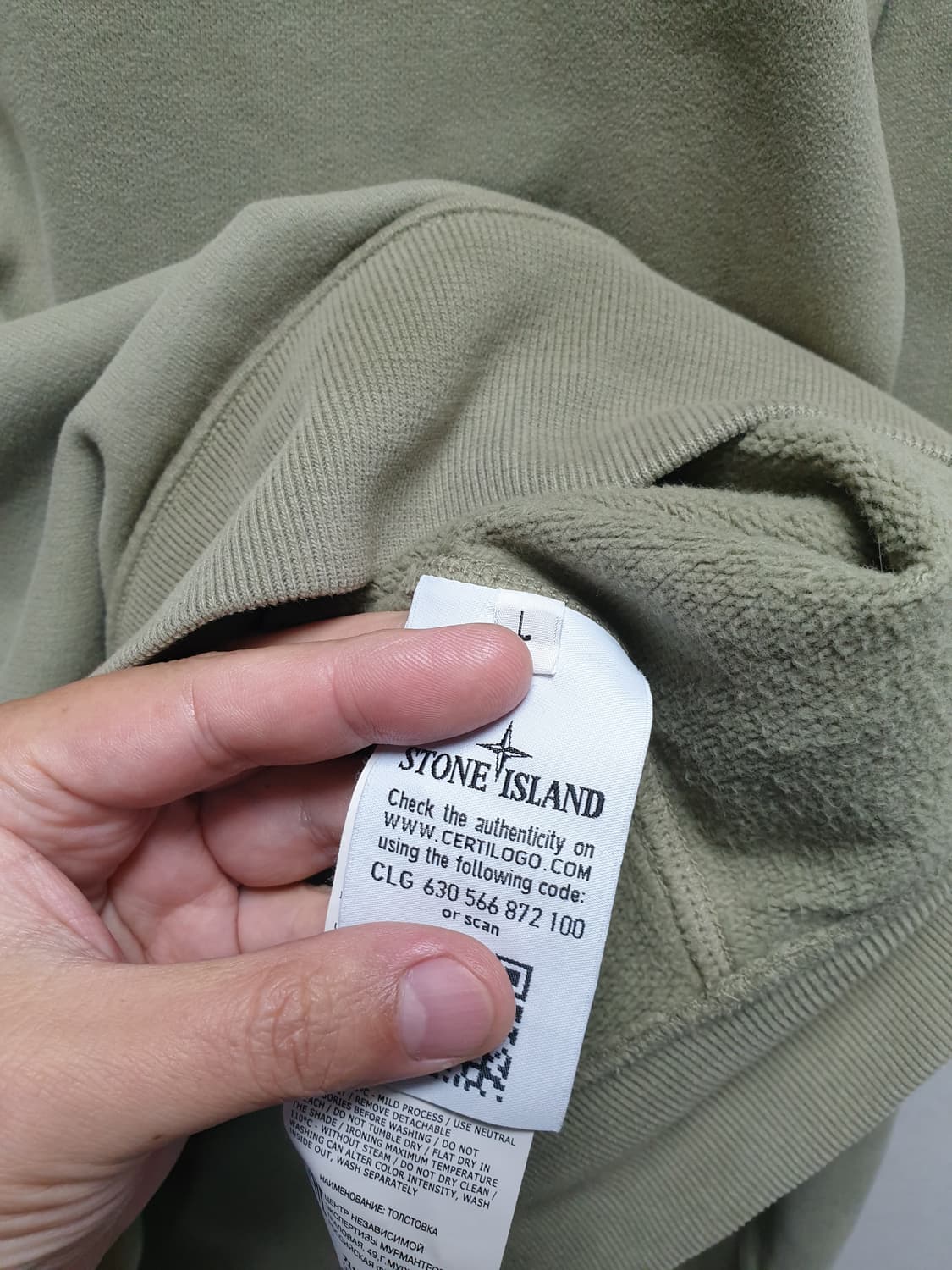 [L/100/정품] 스톤아일랜드 기모 맨투맨 카키 상품이미지7