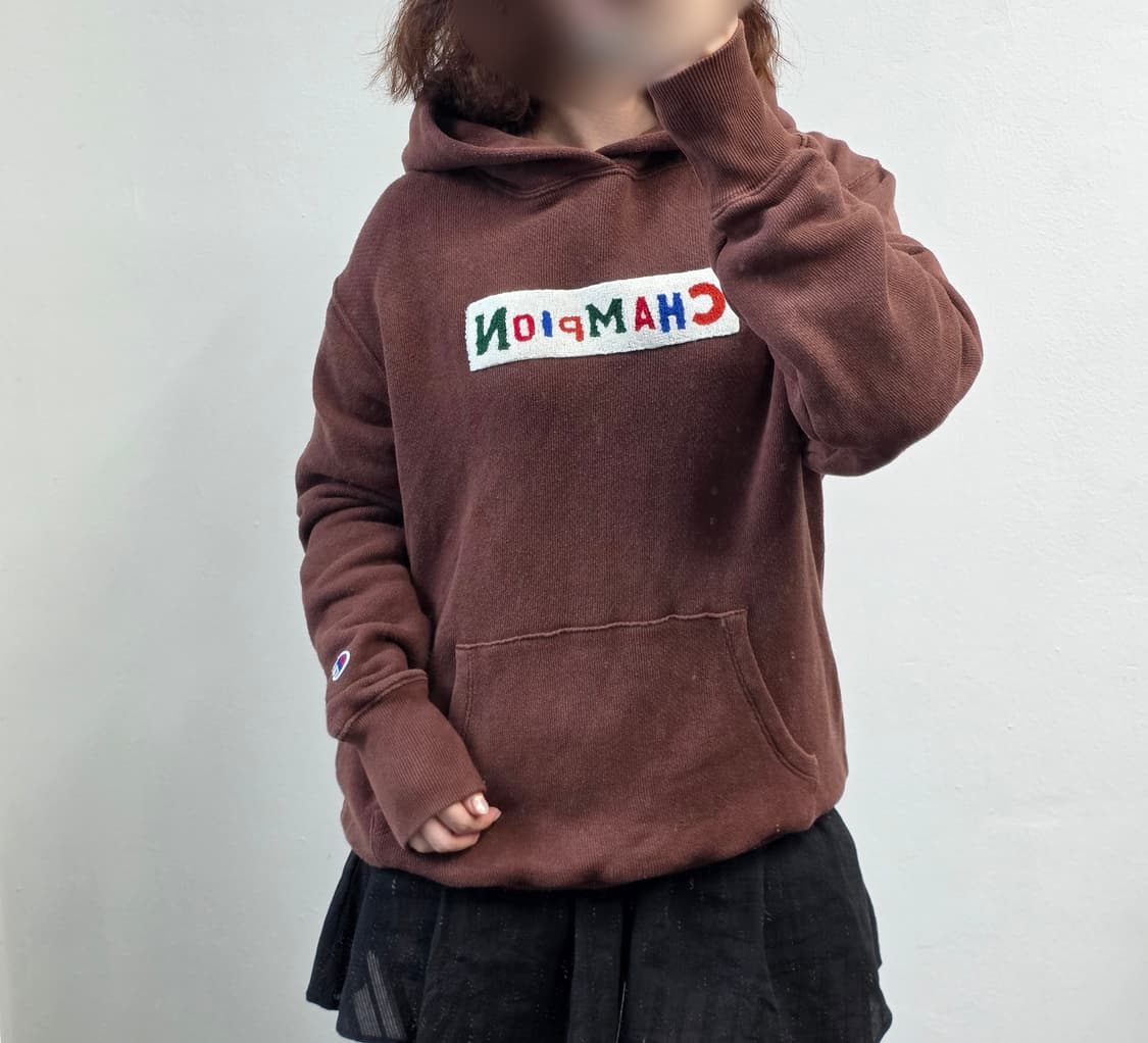 [프립]M/챔피온 자수 로고 후드티 브라운 상품이미지2