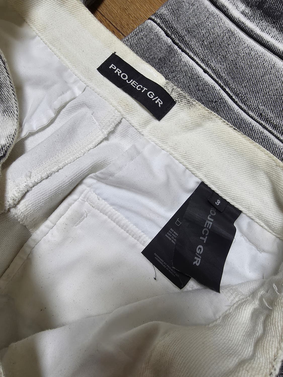 프로젝트gr 페인티드 와이드 데님 카고 더티 화이트 상품이미지3