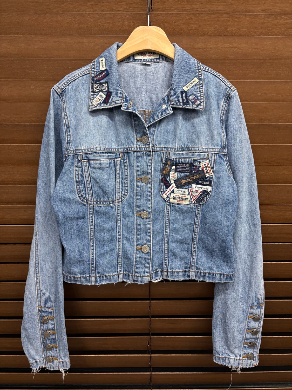 90s 게스 패치워크 숏 데님 자켓 상품이미지3
