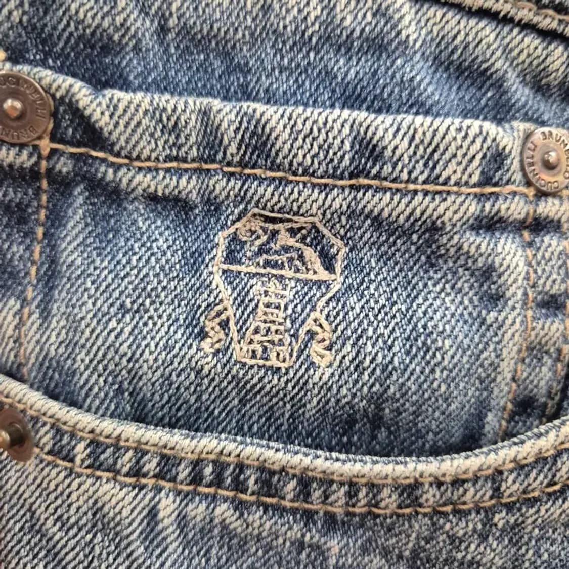 브루넬로 쿠치넬리 코튼 스트레이트 팬츠 블루진 상품이미지5