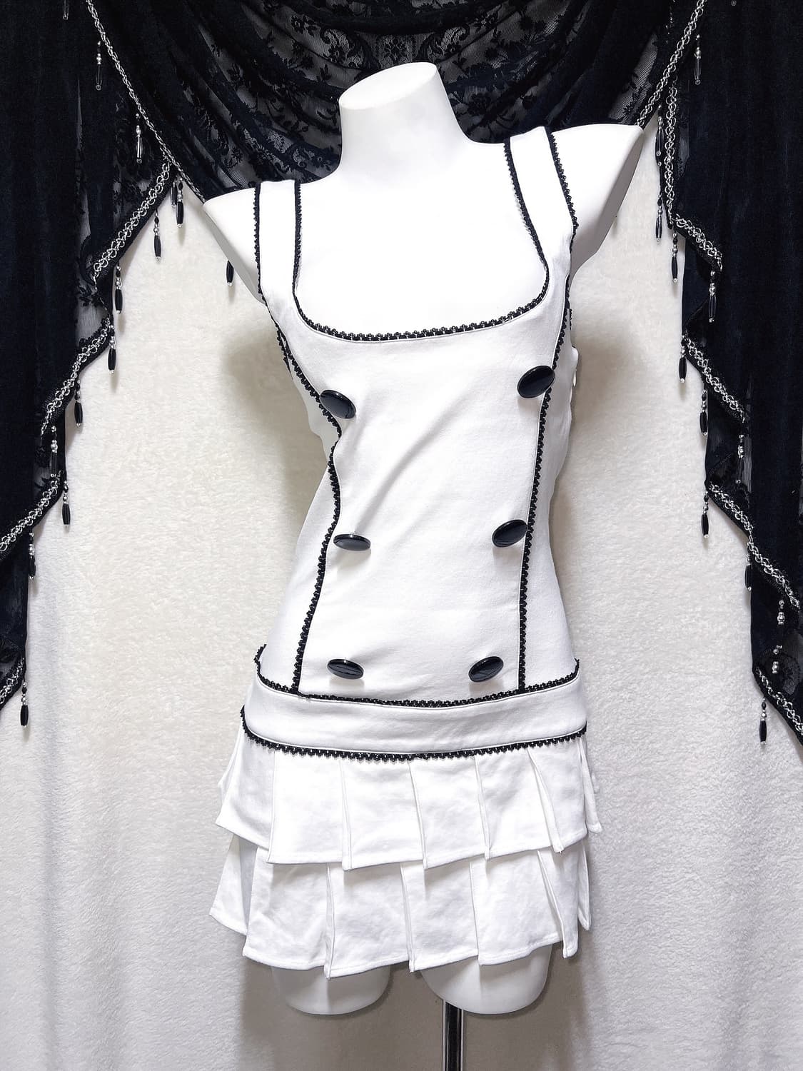 트랄라라 플리츠 멜빵 스커트 탑원피스 로맨틱갸루 로걀 키치 펑크 히메 상품이미지7