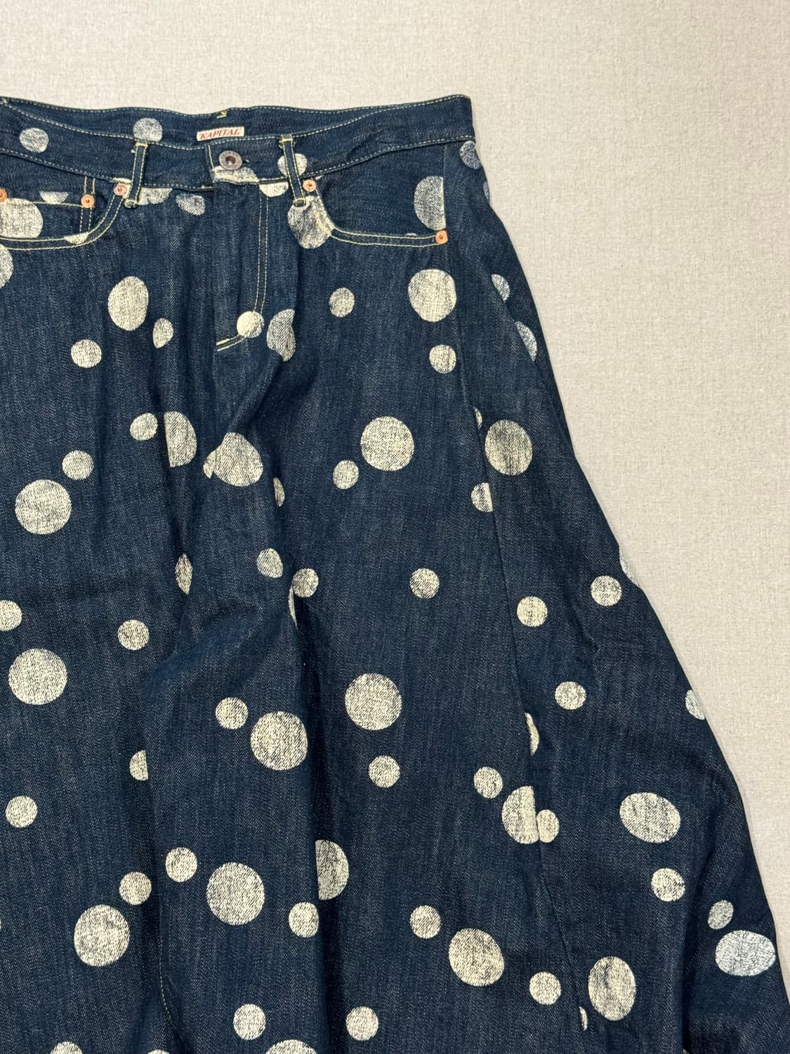캐피탈 인디고 도트 데님 와이드 스커트 팬츠 상품이미지3