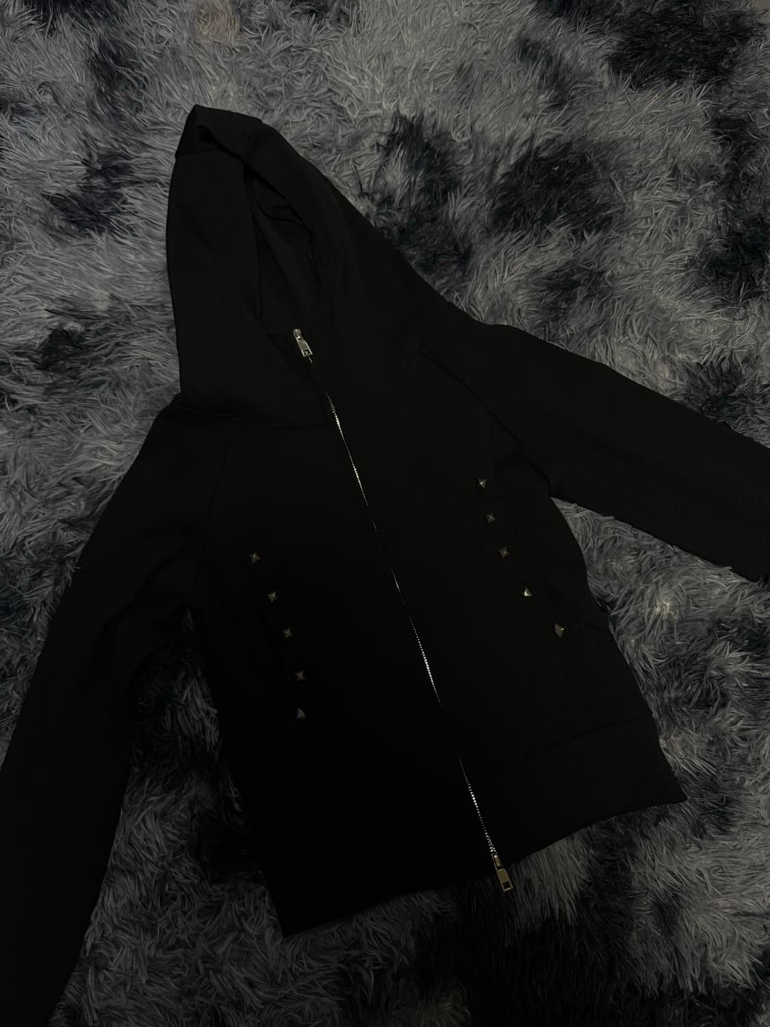 ( Os ) Y2K Stud Detail Double-Zip Hoodie 상품이미지1