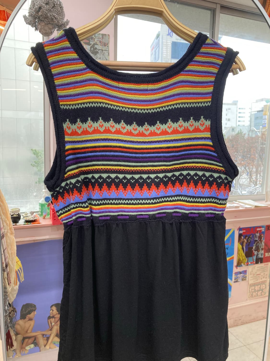 빈티지 패턴 레이어드 니트 슬리브리스 상품이미지6