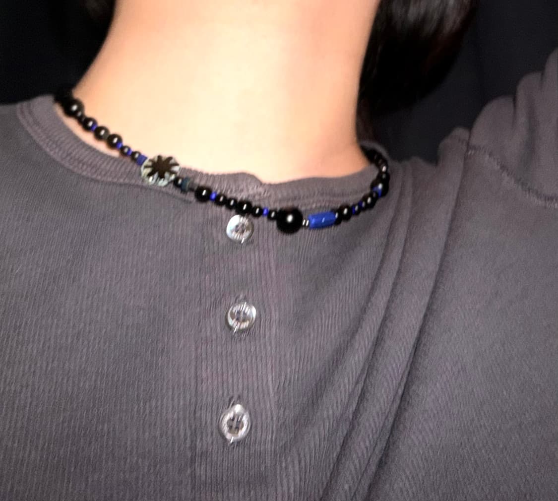 [rrrocnoc]soapnyx 블랙 오닉스 라피스라줄리 원석 비즈목걸이 상품이미지3