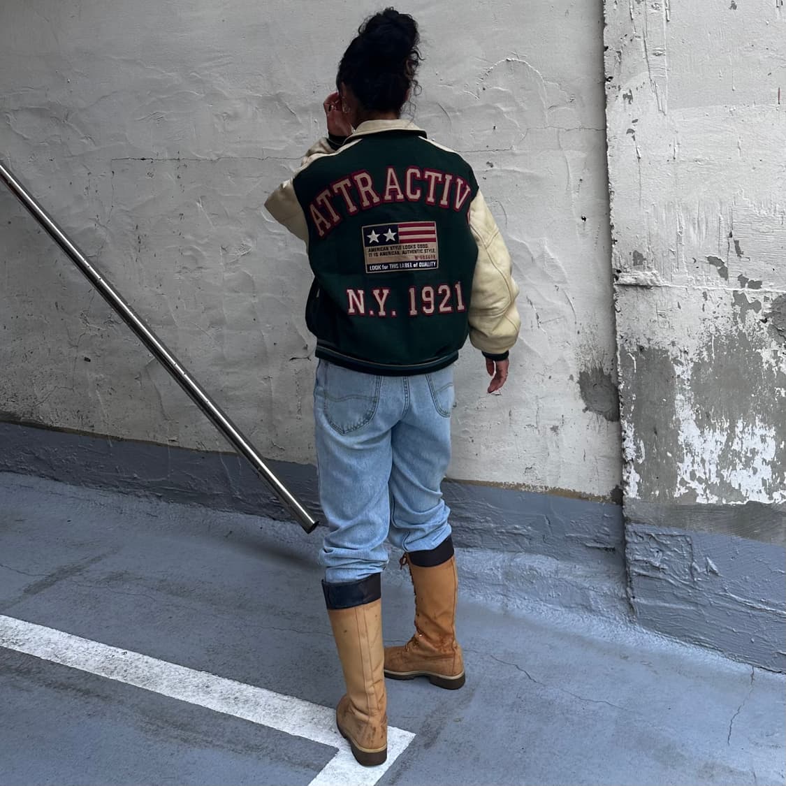 맥그리거 USA 소가죽 패치 울 바시티 자켓L 상품이미지1