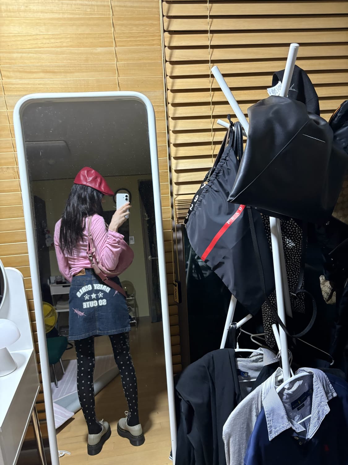 재패니즈 빈티지 데이지 걸즈 자수 패치 프린팅 데님 스커트 상품이미지4