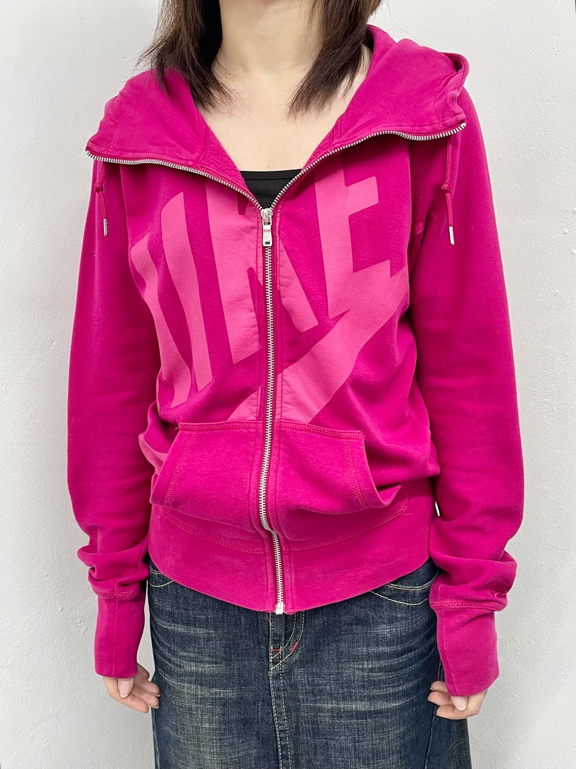 마젠타 나이키 로고 후드집업 상품이미지1