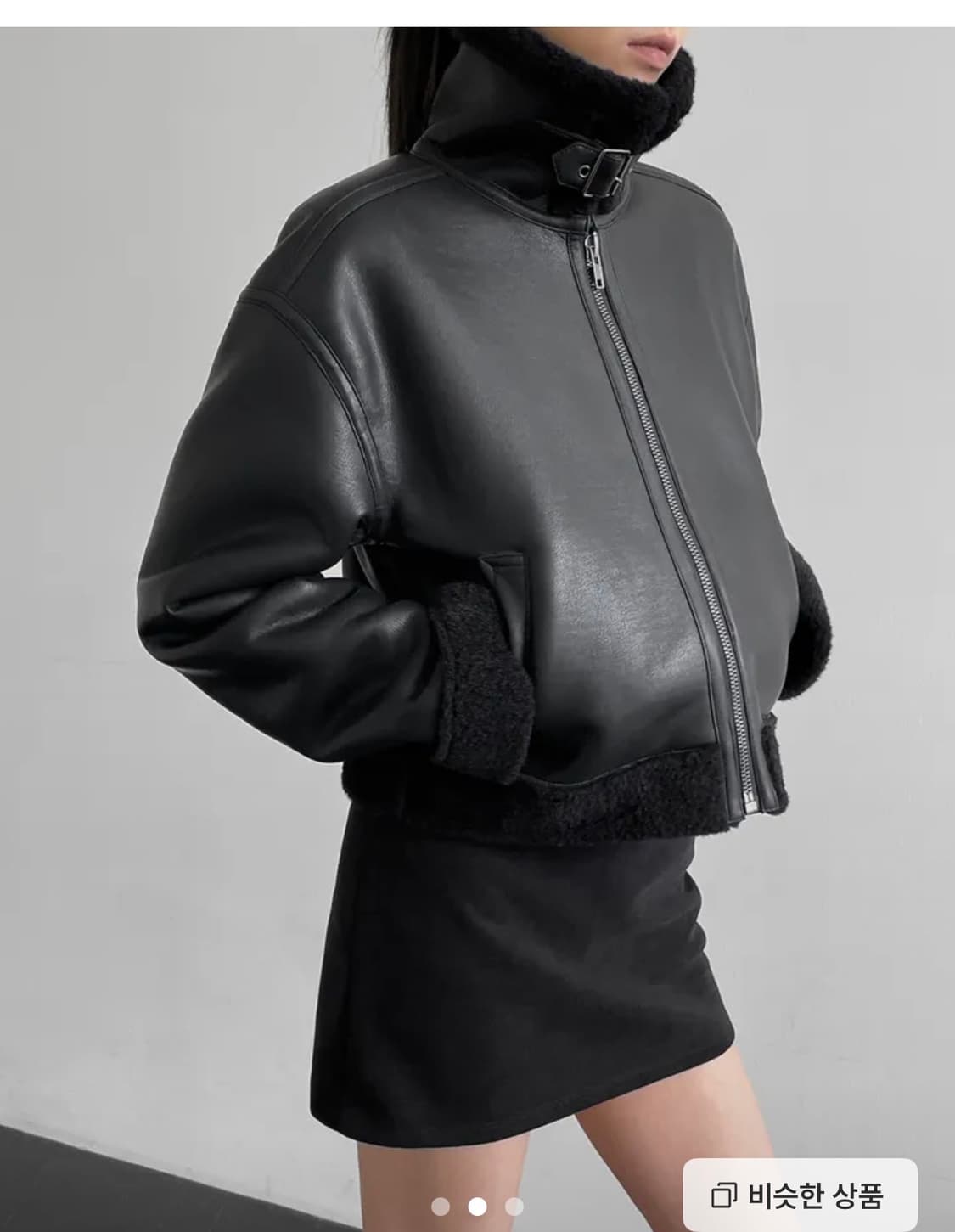 블랙업 레더 무스탕 상품이미지2