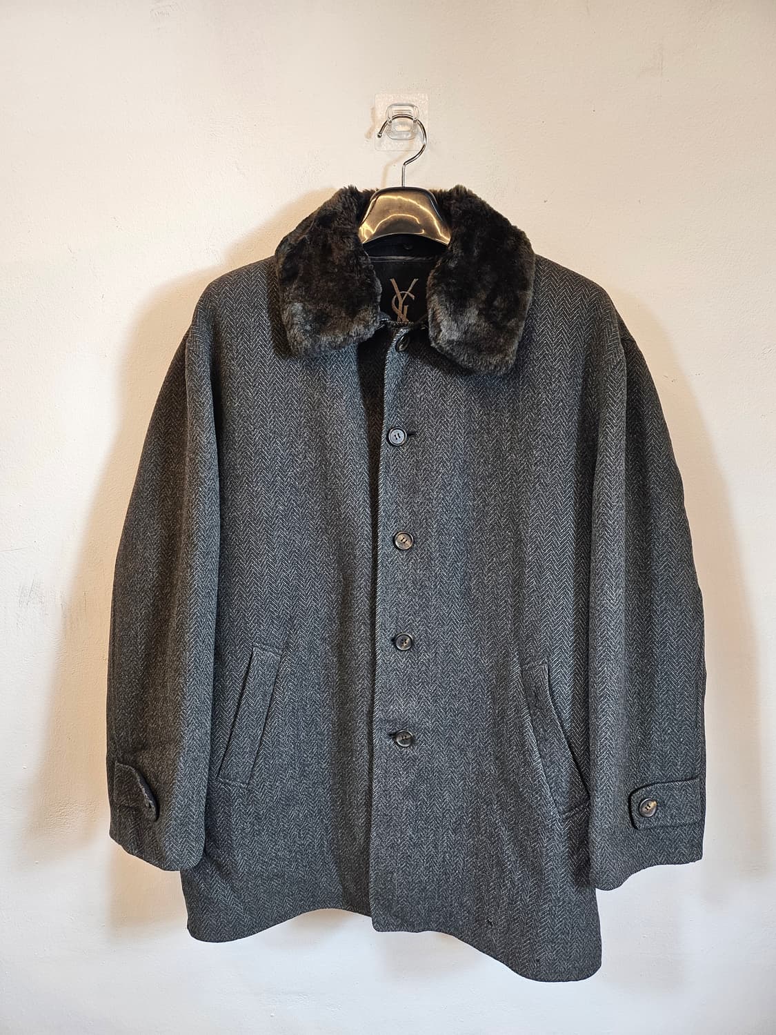 YSL 입생로랑 헤링본 모직코트 105 XL 상품이미지1