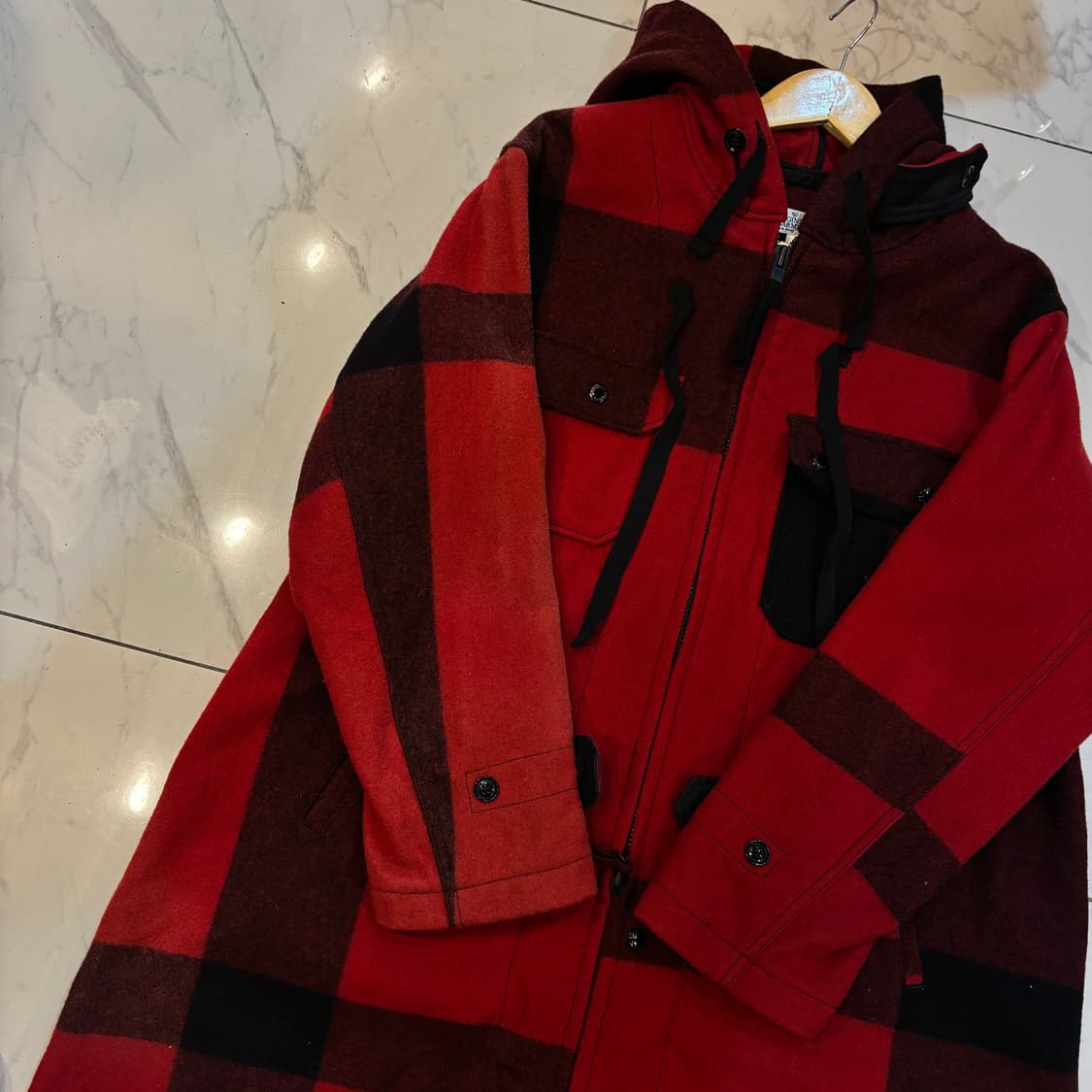 엔지니어드 가먼츠 FWK 울 후드코트 레드체크코트 상품이미지4