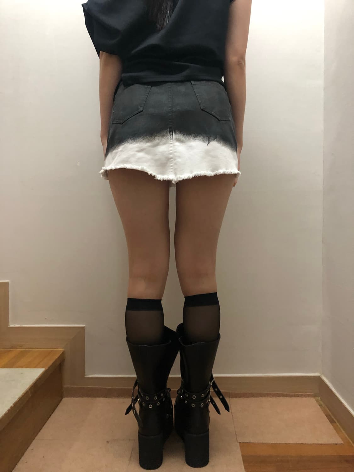 빈티지 그라데이션 코팅 미니 스커트 상품이미지8