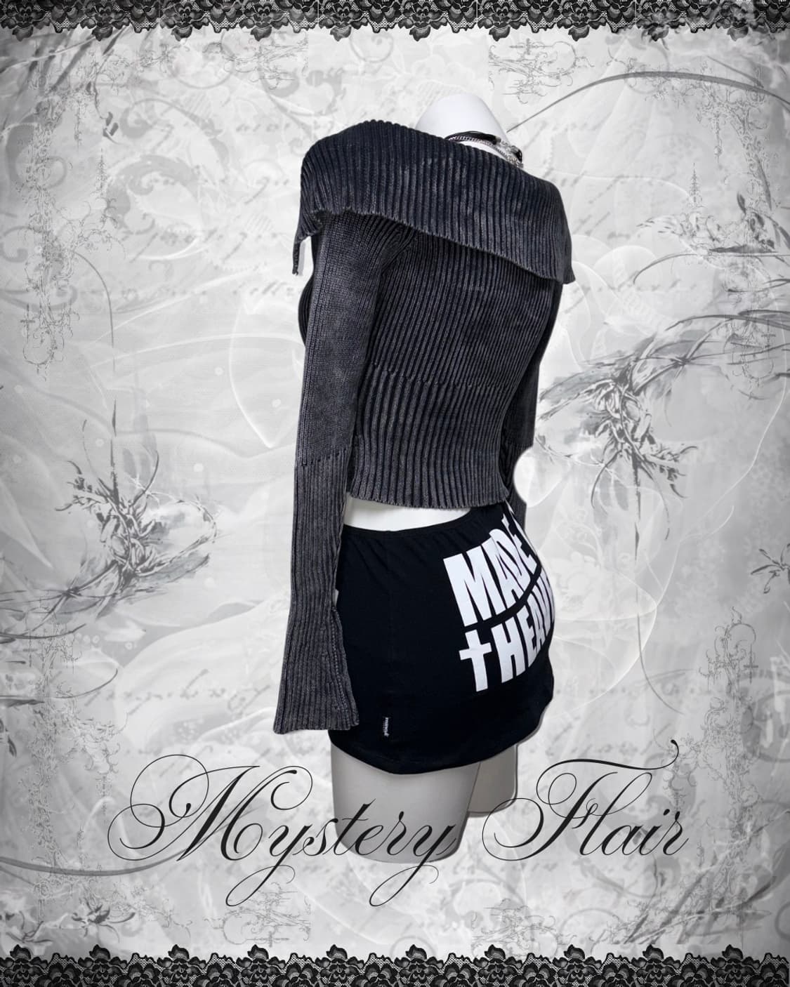 스트릿 고스펑크 투웨이 딱붙 데님 워싱 탑 상품이미지3