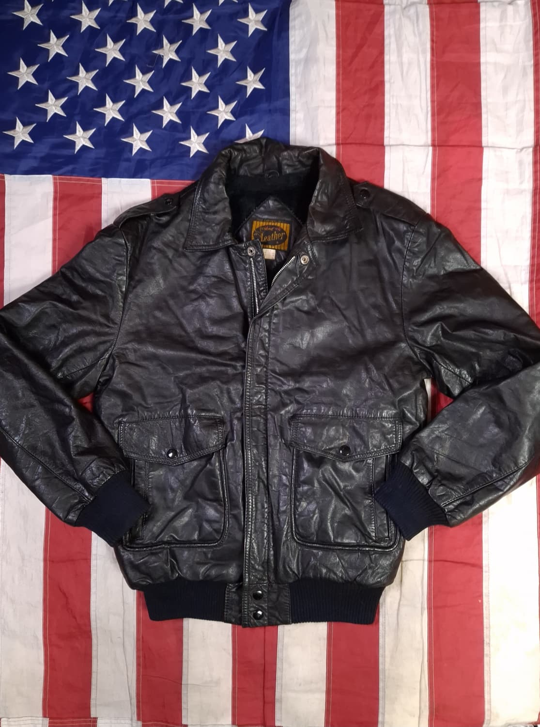 80's 일본판 빈티지 리얼레더 A-2 TYPE 항공자켓 상품이미지1
