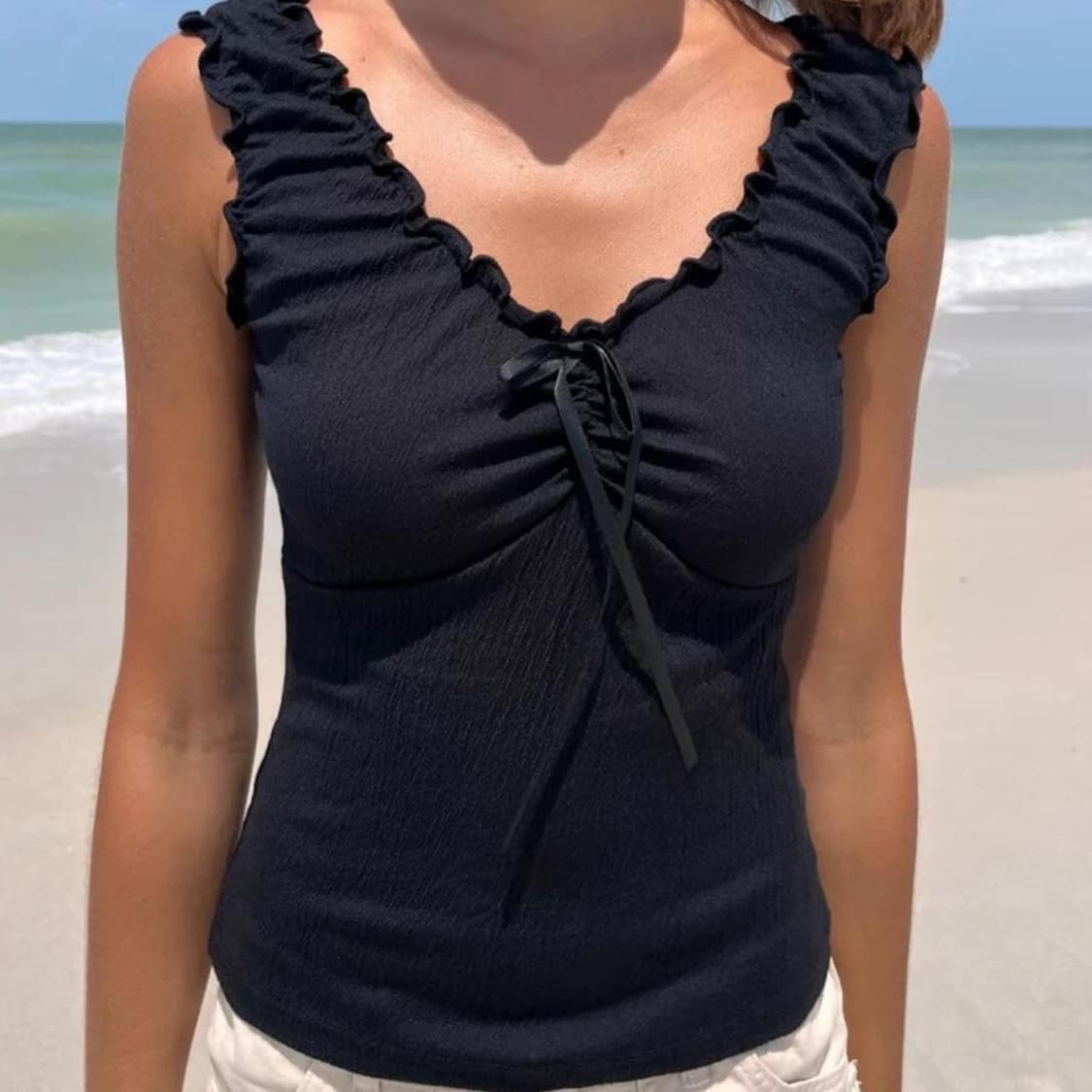 브랜디 멜빌 리본 블랙 탑 상품이미지2