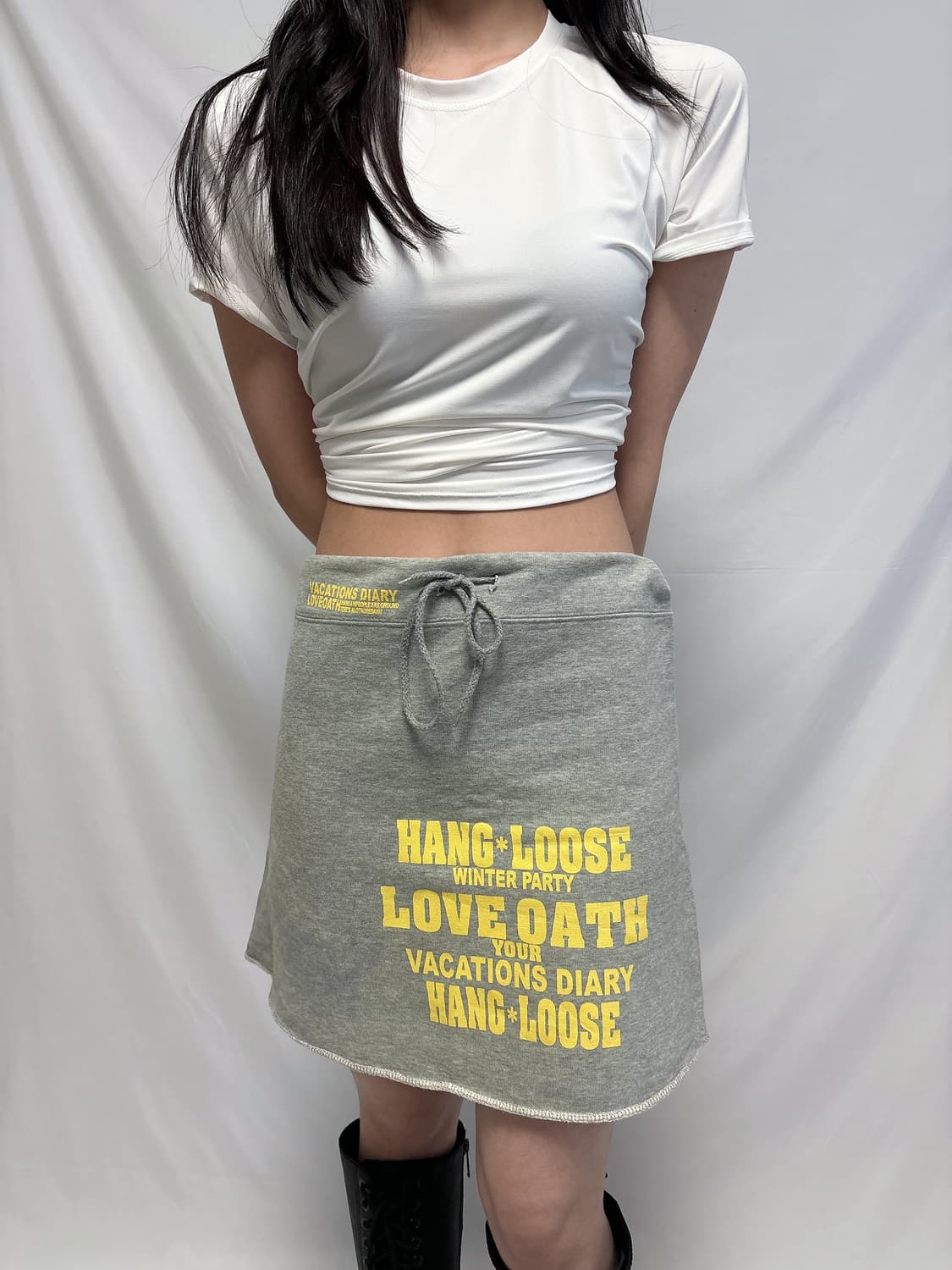 빈티지 그레이 밴딩 미니 스커트 상품이미지1