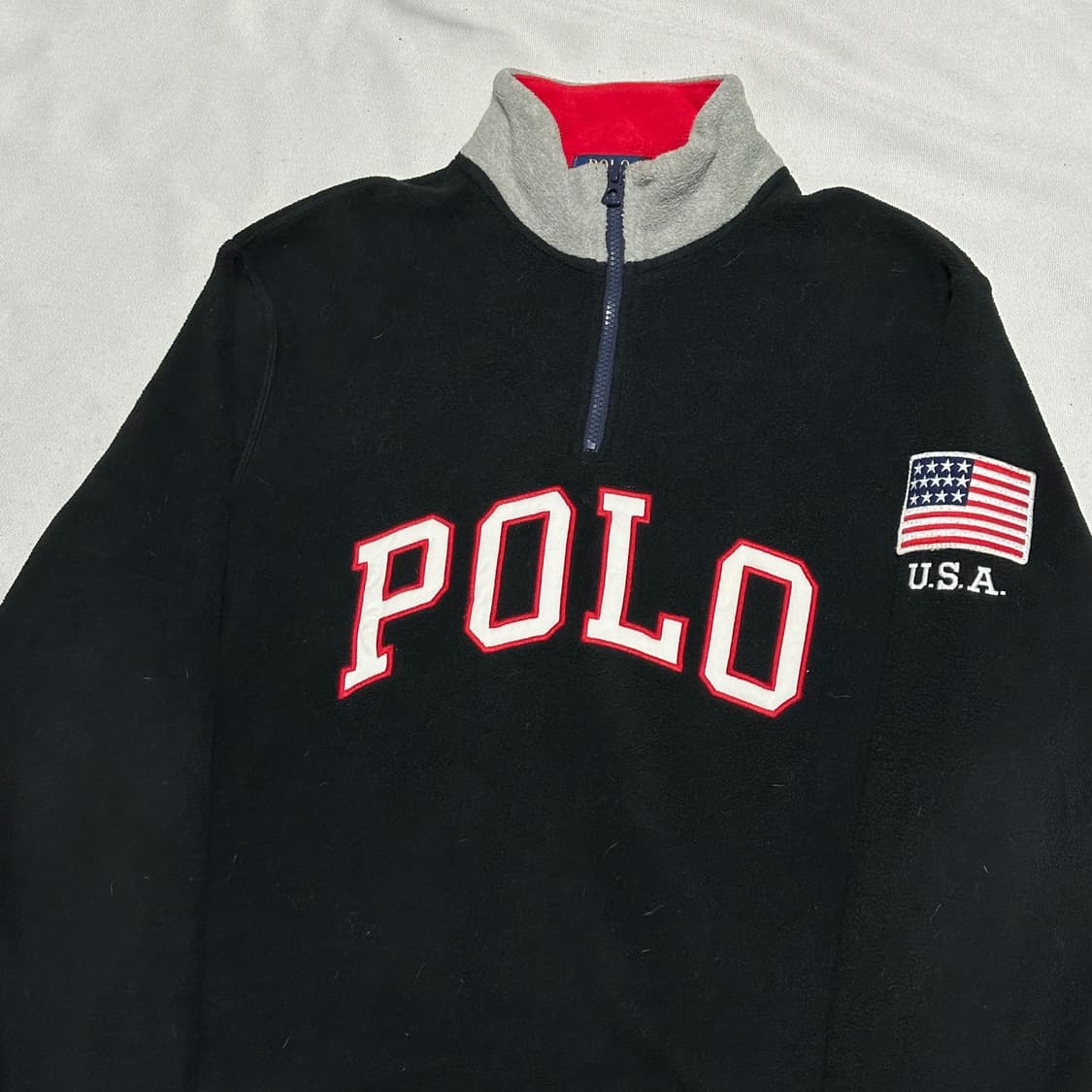 M 폴로랄프로렌 빅로고 성조기 반집업 플리스 상품이미지1