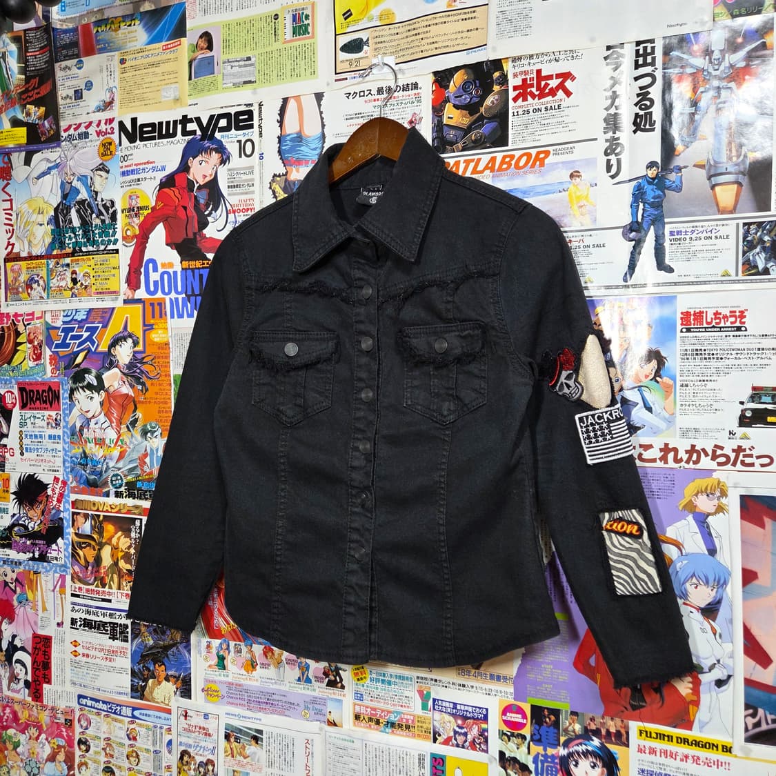 그런지 펑크 패치 블랙 셔츠 상품이미지2