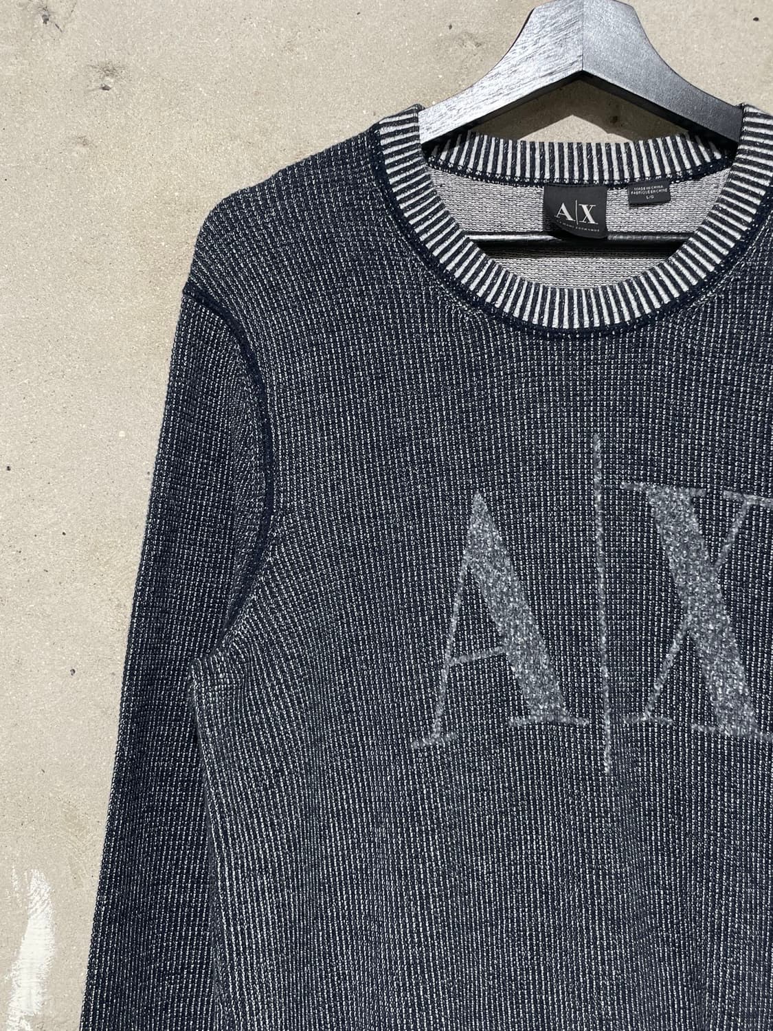 아르마니 익스체인지 네이비 이니셜 로고 크루넥 니트 상품이미지2