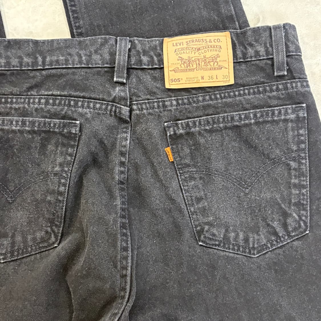 90s USA🇺🇸 리바이스 505 오렌지 탭 블랙 흑청 상품이미지5