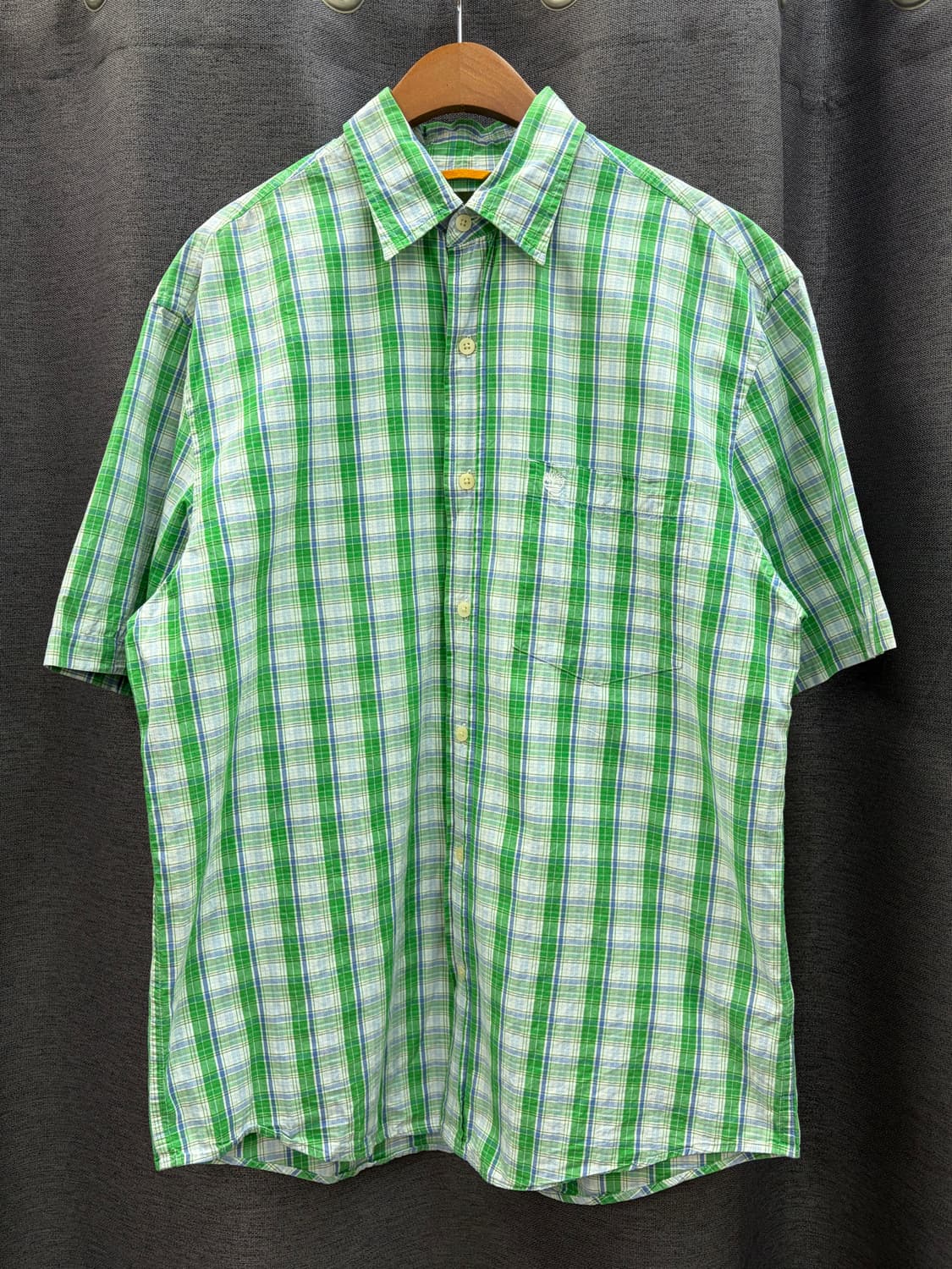 팀버랜드 체크 반팔 셔츠 오버핏 남방 상품이미지1