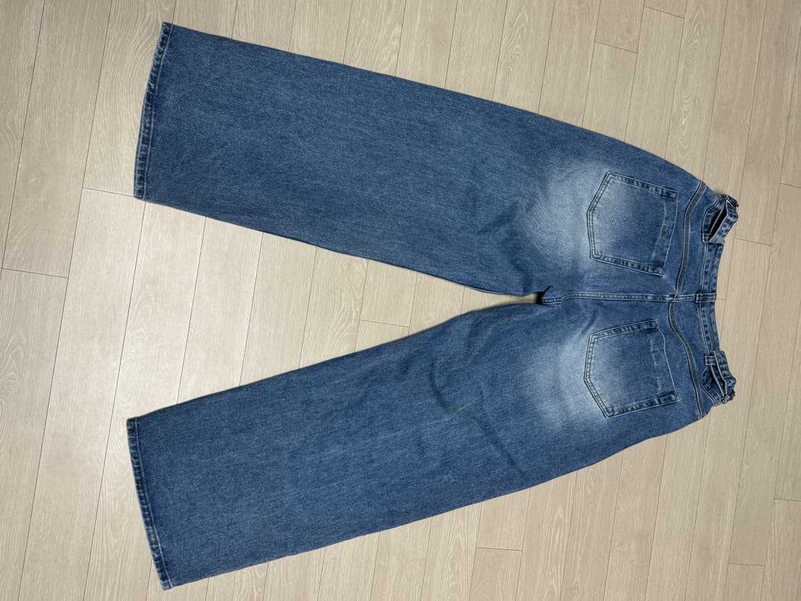 노운 와이드 데님 팬츠 미드블루 2사이즈 상품이미지3