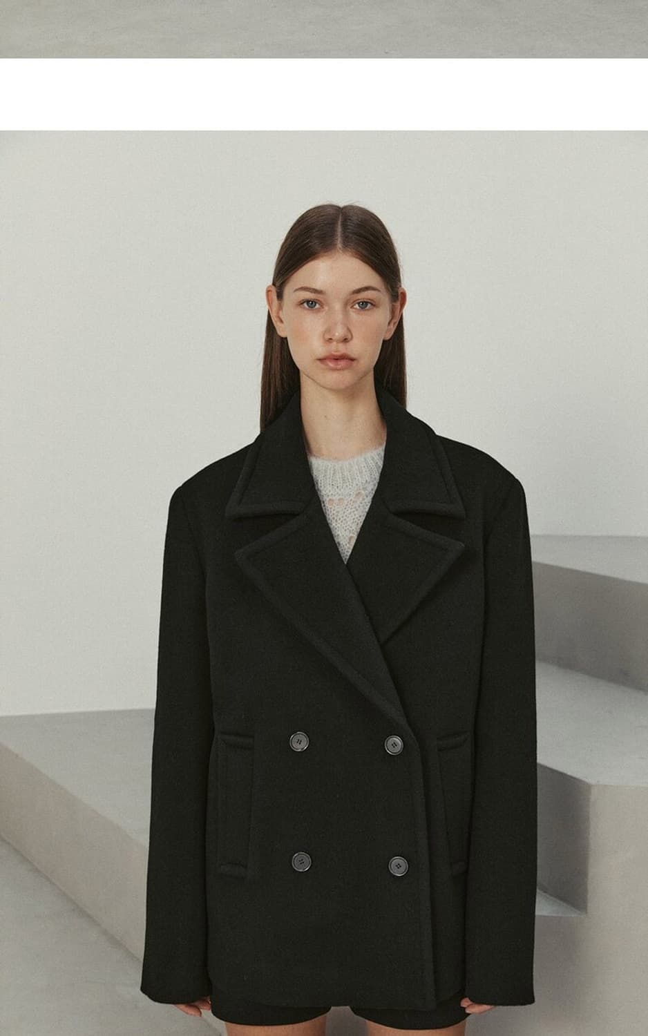 brushed wool half coat (black) 상품이미지4