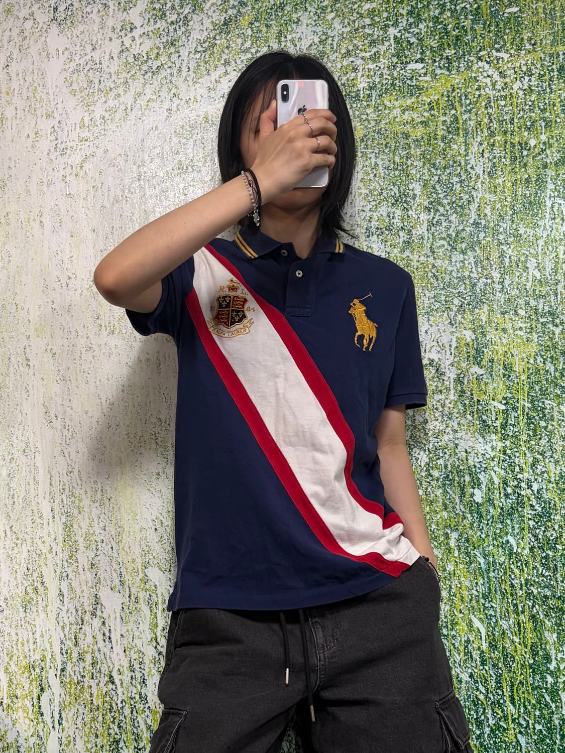 폴로 빅포니 치프키프 자수 배색 네이비 반팔 카라 티셔츠 S   상품이미지1