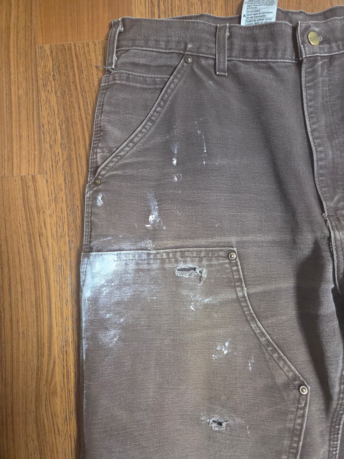 칼하트 브라운 더블니 워크팬츠 데미지 상품이미지2