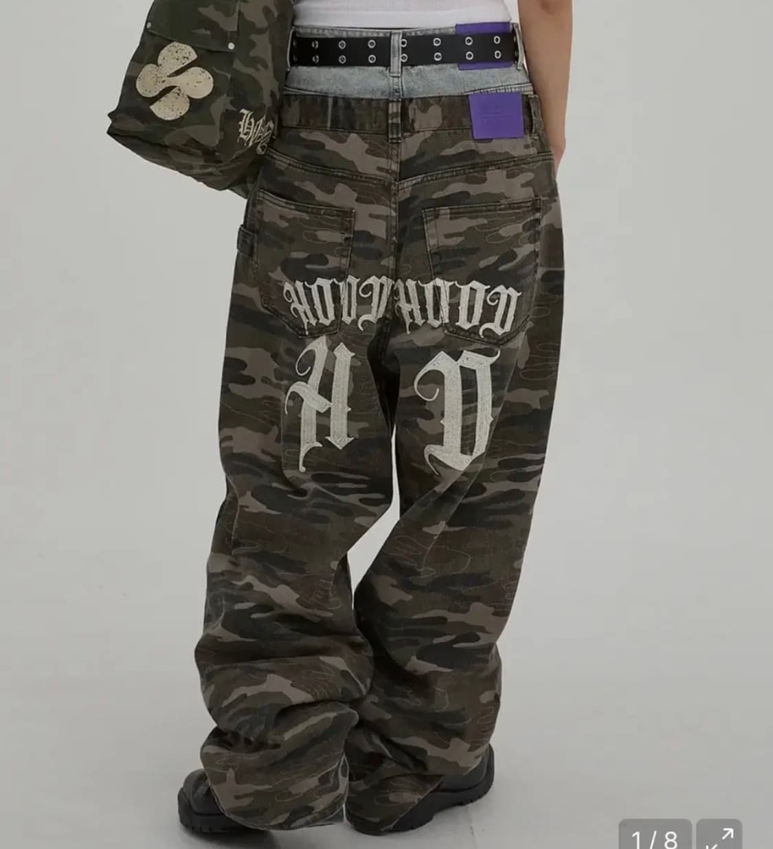후드후드 HD 체인 자수 데님 팬츠 카모 상품이미지1