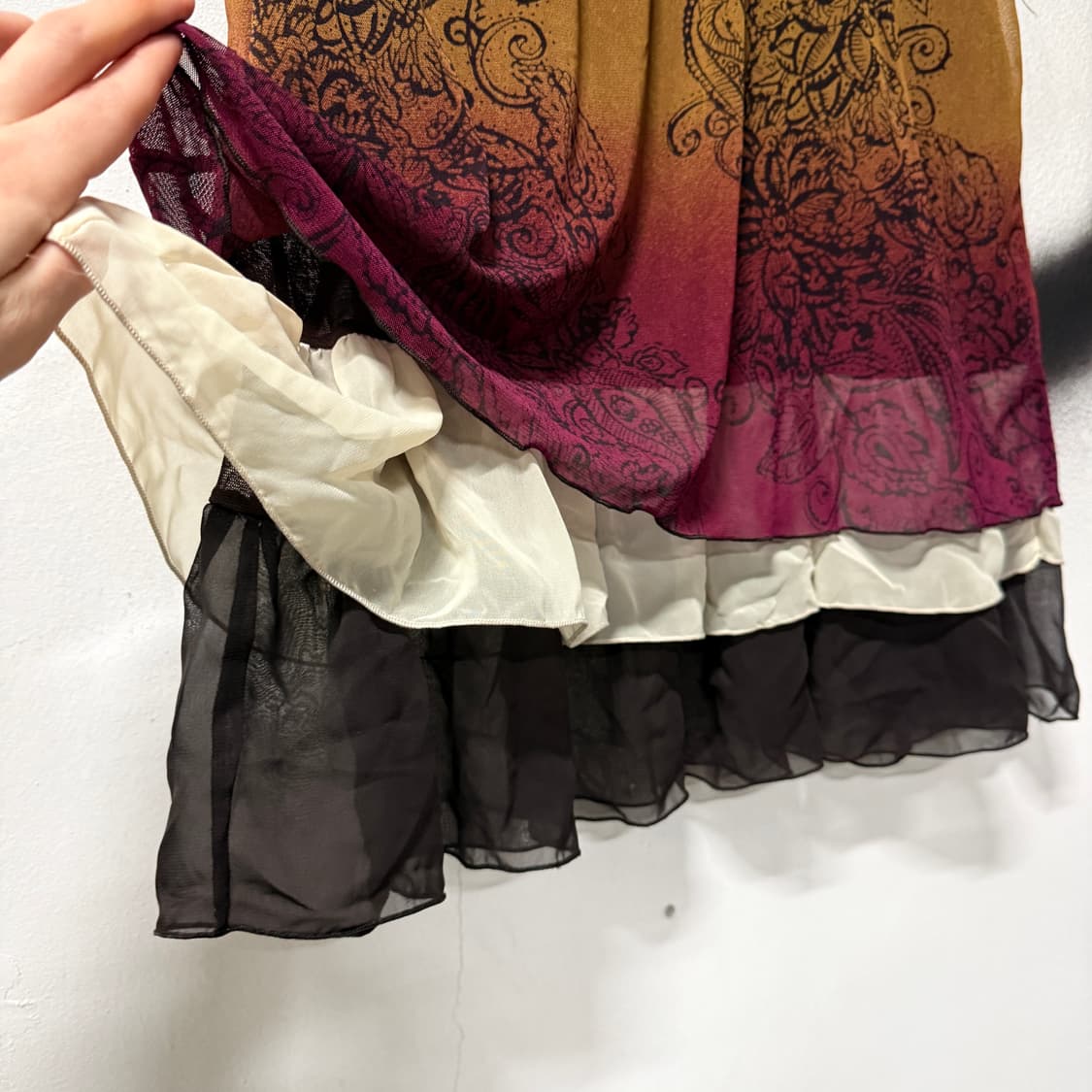 VTG 빈티지 타이다이 레이스 쉬폰 민소매 블라우스 탑 상품이미지5