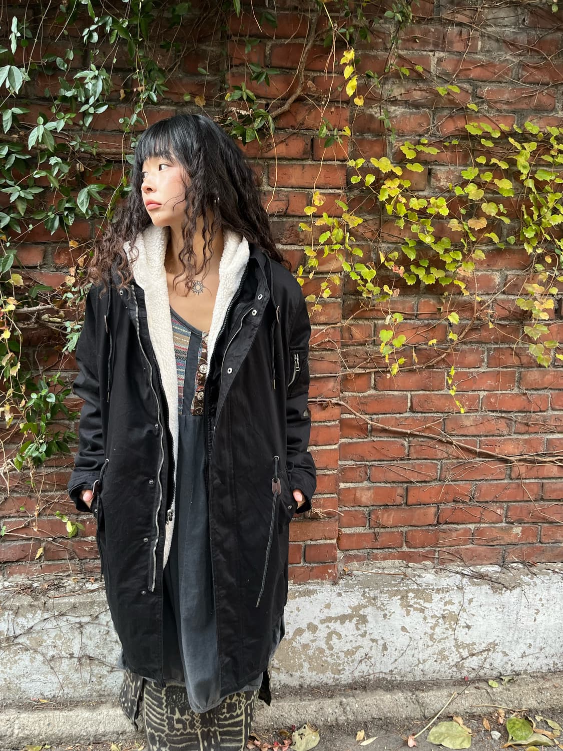 블랙 2way 롱 야상 아우터 상품이미지4