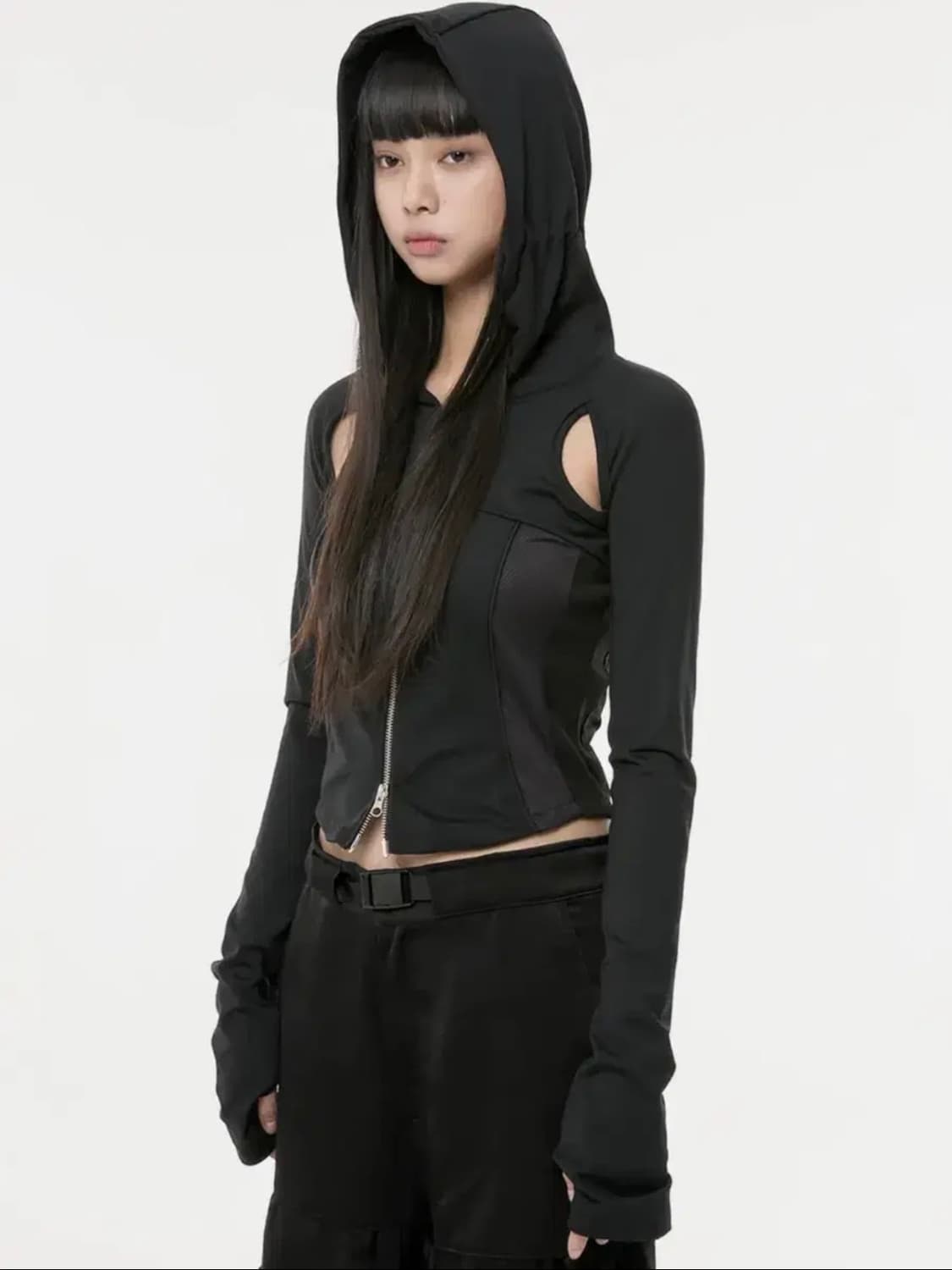 플레어업 컷아웃 후드 집업 상품이미지1