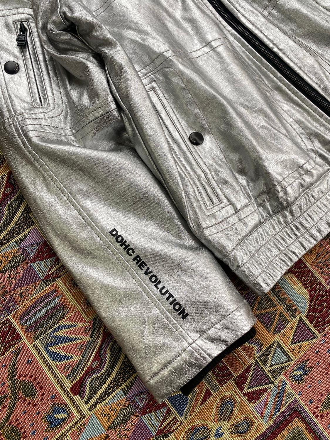 [M] DOHC Revolution 실버 바이커 자켓 상품이미지5