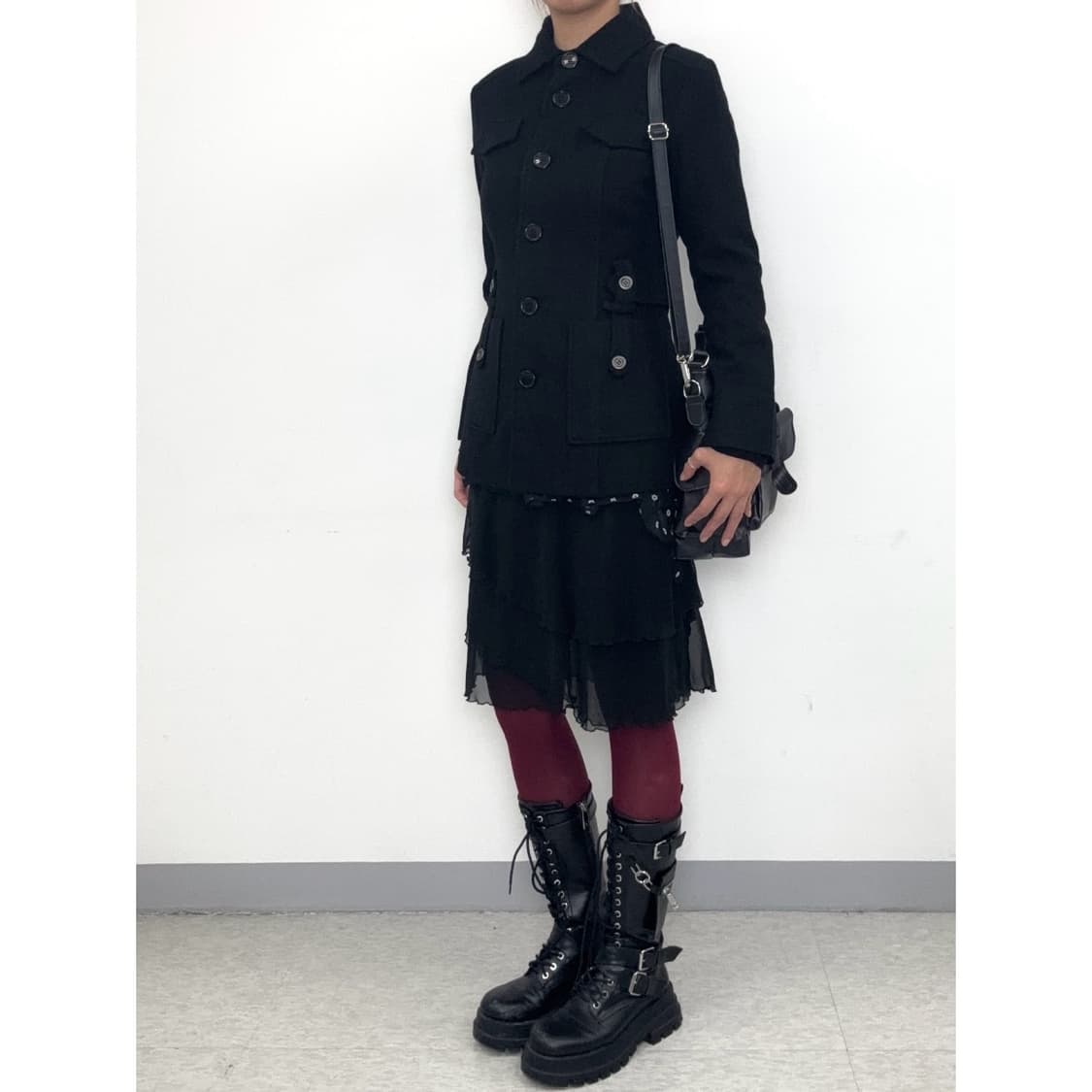 빈티지 블랙 미디 스커트 상품이미지2