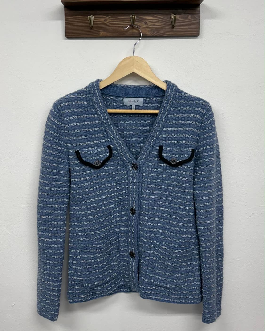 센존 블루라벨 21fw 한섬 울 트위드 니트 가디건 상품이미지1