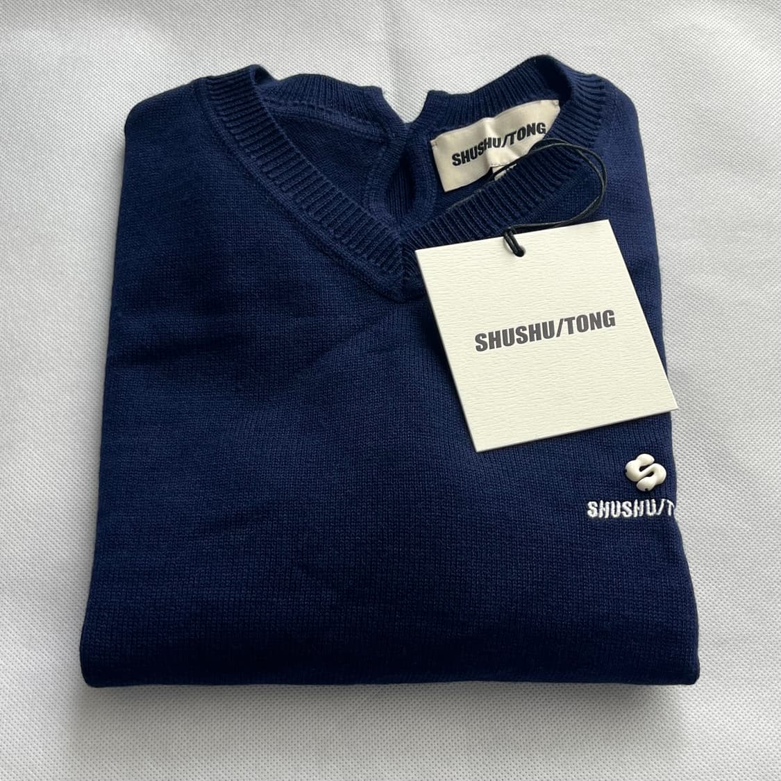 [6,8,10]슈슈통 25fw 숏 슬리브 반팔 니트/네이비 상품이미지4