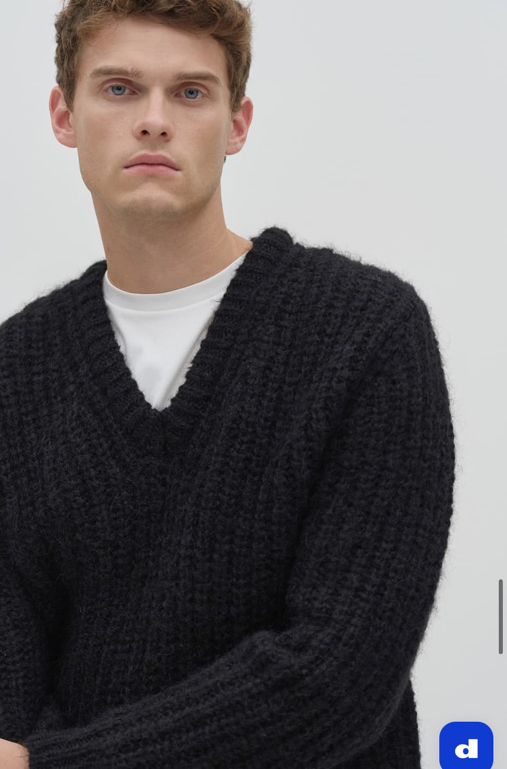 제이리움 까노 알파카 청키 브이넥 니트 블랙 상품이미지2