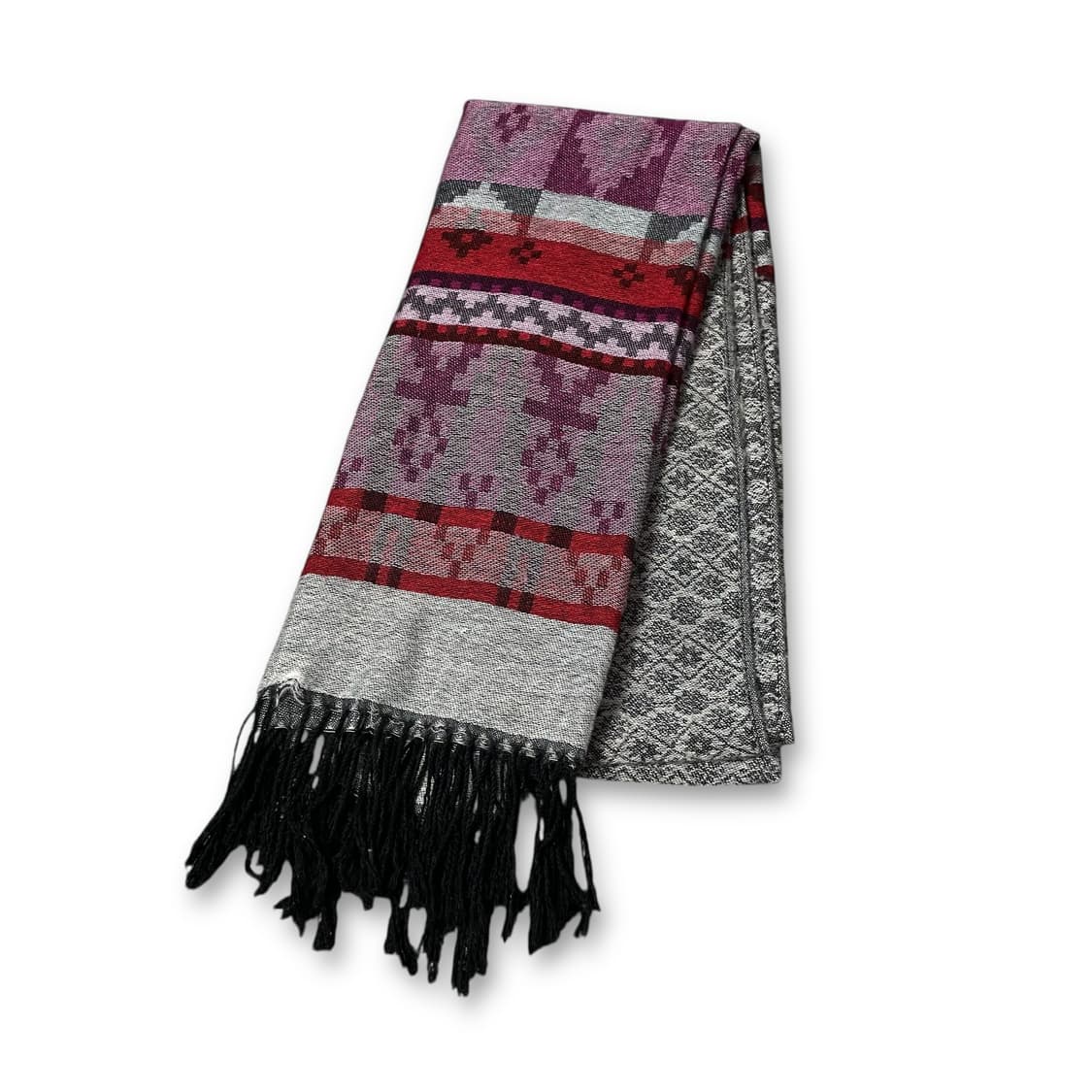 빈티지 퍼플 레드 패턴 코튼 머플러 상품이미지1