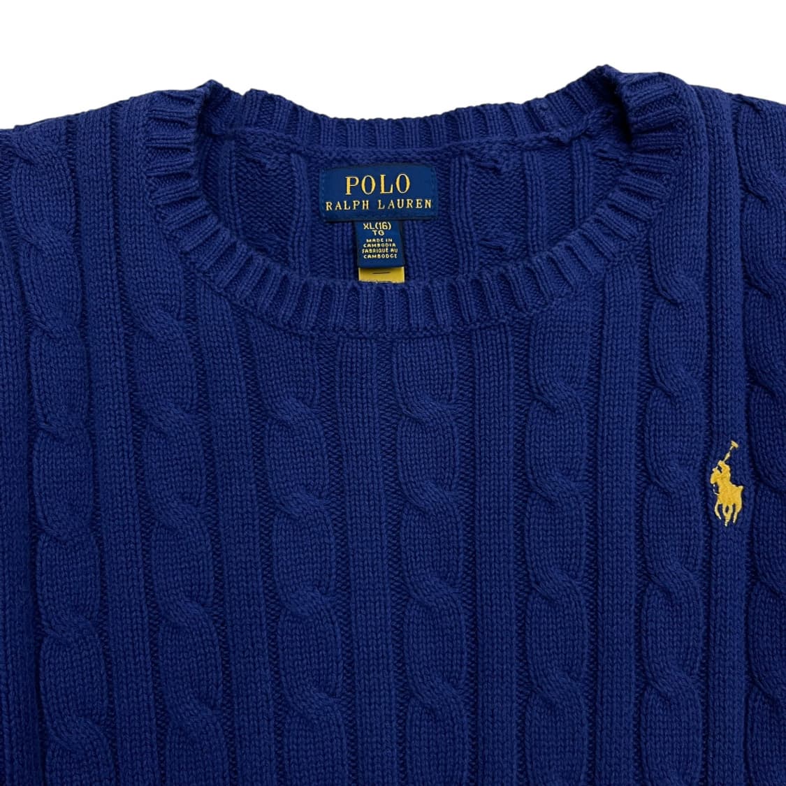 폴로 랄프로렌 옐로우포니 블루 꽈배기 니트 XL 상품이미지4