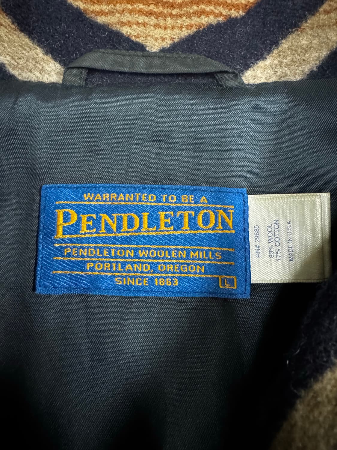 USA made)펜들턴 나바호 패턴 웨스턴 레더 바시티 자켓 L 상품이미지4