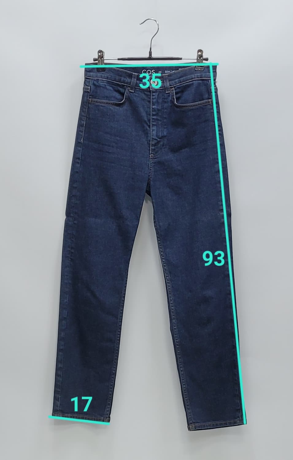 COS 코스 하이라이즈 슬림핏 데님 청바지 / 여 26 
 상품이미지10