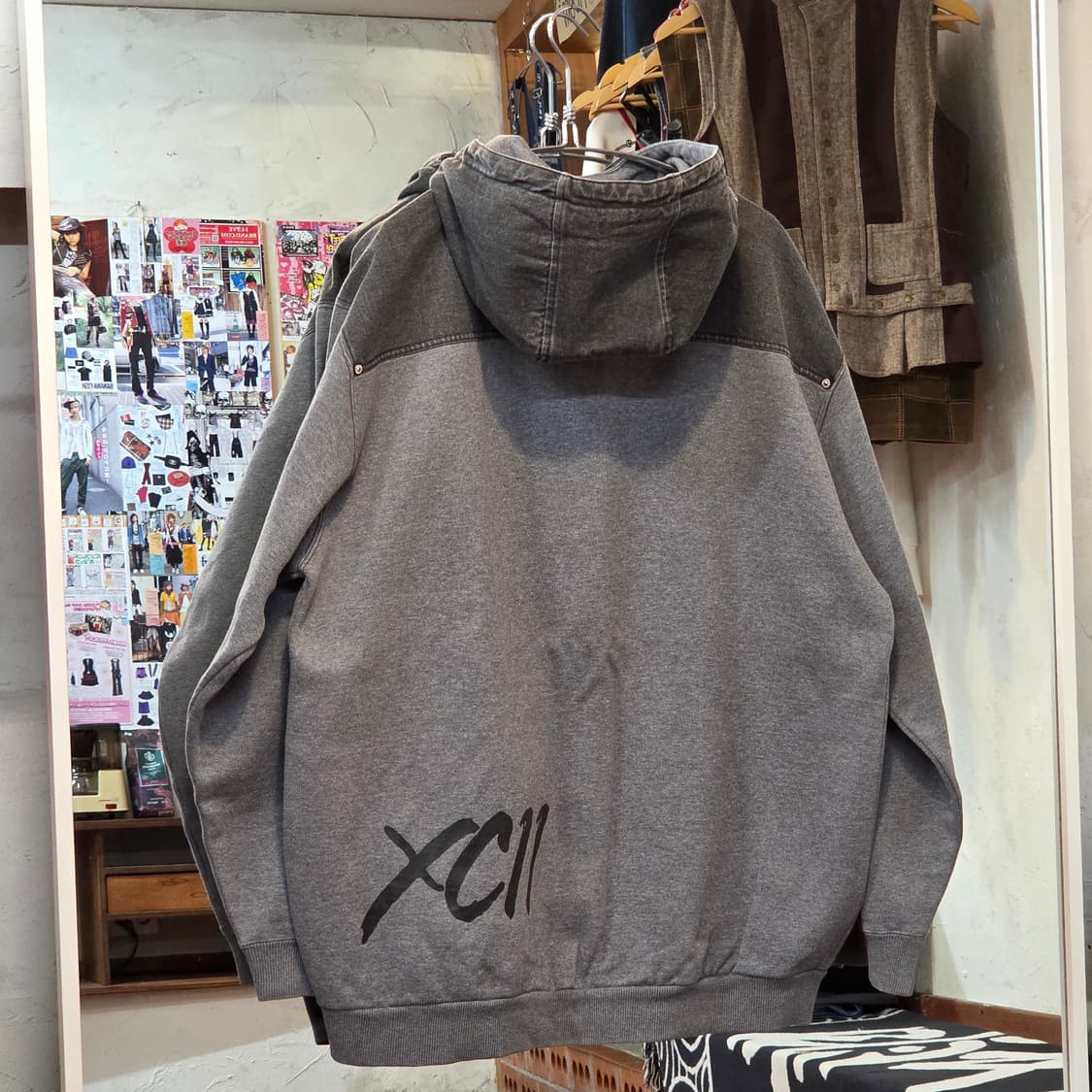 후부 데님 배색 올드스쿨 후드집업 상품이미지6