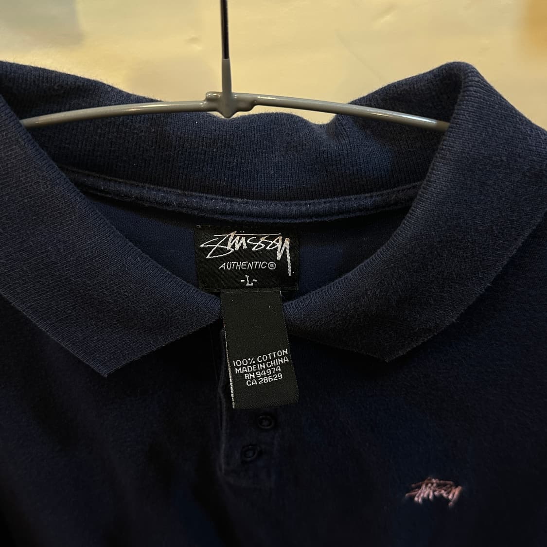 스투시 네이비 반팔 폴로티 L 상품이미지3