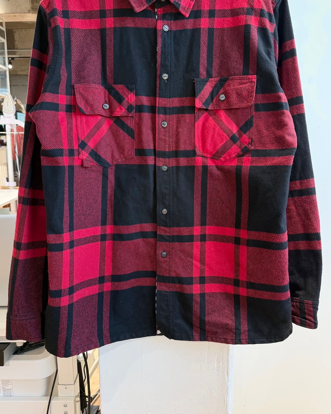 오프화이트 레드 체크 스텐실 플란넬 셔츠 상품이미지6