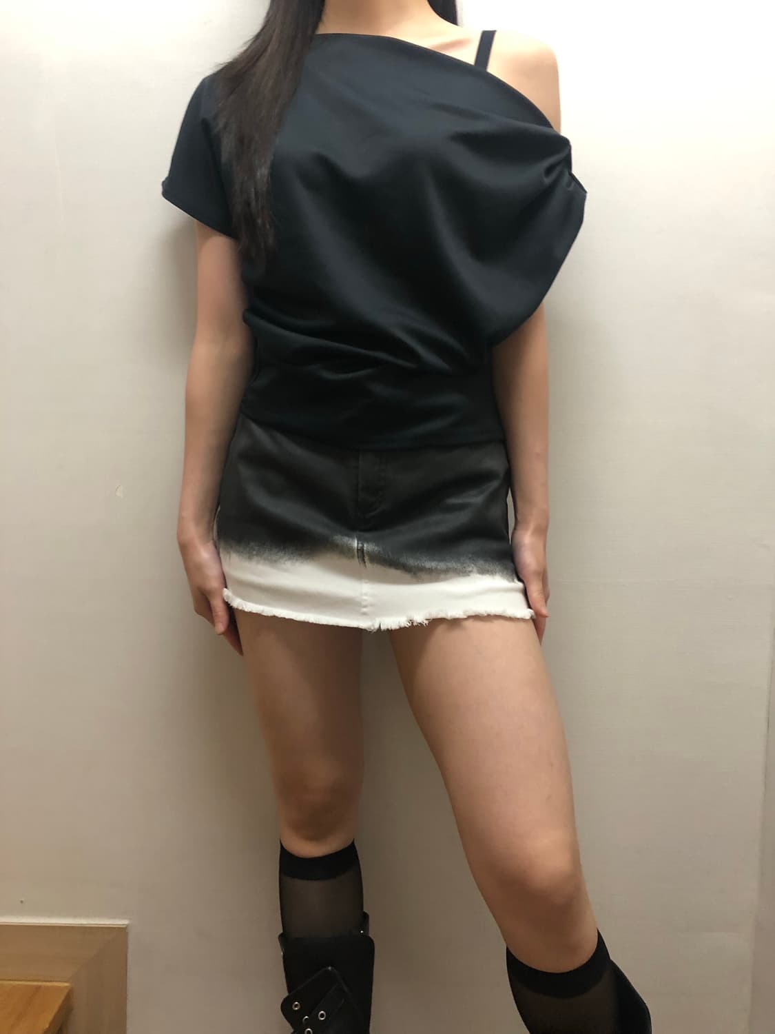 빈티지 그라데이션 코팅 미니 스커트 상품이미지2
