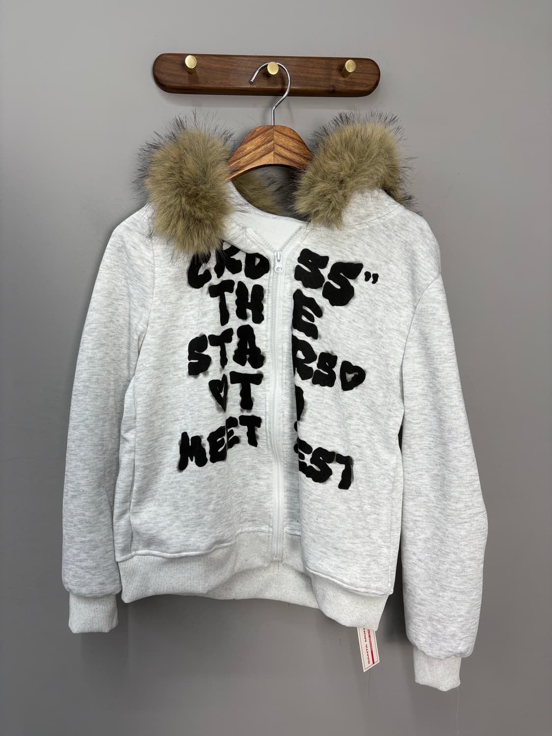 빈티지 레터링 퍼 후드집업 (퍼 탈부착 가능) A3125 상품이미지2