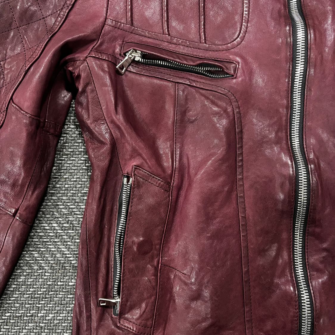 급처 이태리 슬림 크로스 베지터블 램스킨 자켓 버건디 상품이미지6